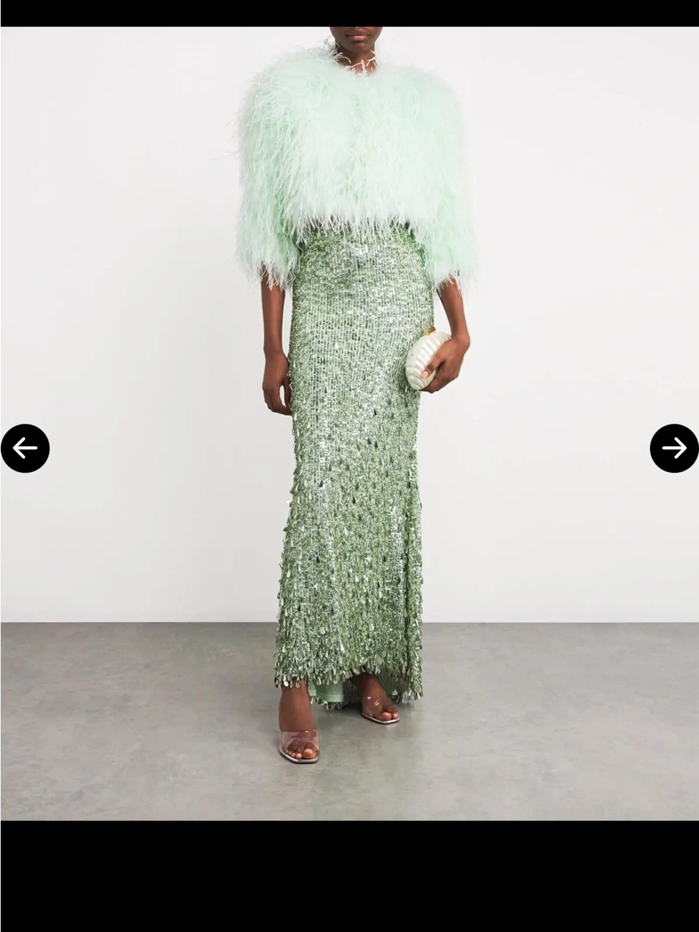 Alice + Olivia KIDMAN FEATHERED JACKET SIZE L LIGTH GREEN Feather Crop Top - Picture 10 of 11